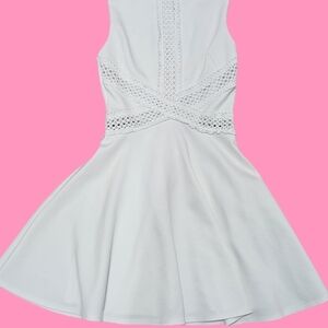 White Sleeveless Dress with Lace Detail